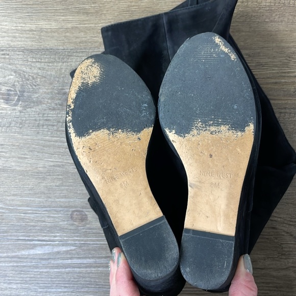 Nine West Women’s Black Suede Harvee Wedge Knee High Tall Boot, size 8 - Picture 6 of 12